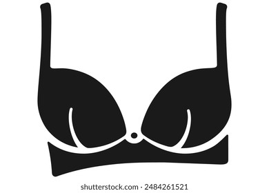 Black bra icon in silhouette vector drawing