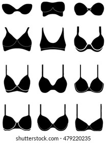 Black bra icons on a white background on a white background, vector