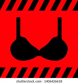 Black bra on a red background, vector illustration for design