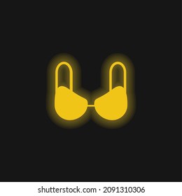 Black Bra yellow glowing neon icon