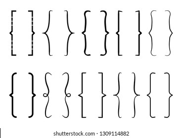 Black bracket set. Vector illustration