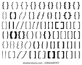 Black brackets elements collection. Set of black brackets elements icons