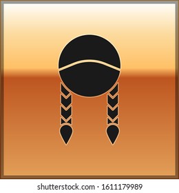 Black Braid icon isolated on gold background.  Vector Illustration
