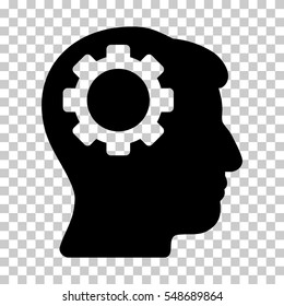 Black Brain Gear toolbar pictogram. Vector pictogram style is a flat symbol on chess transparent background.