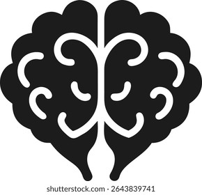 Cérebro negro com design de silhueta cardíaca ilustrando pensamento cognitivo e afeto