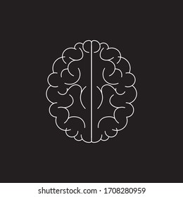 Cerebro negro sobre fondo oscuro, icono, ciencia, medicina, ilustración vectorial
