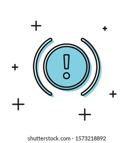Black Brake system warning icon isolated on white background. Exclamation mark in the car. Dashboard attention sign.  Vector Illustration
