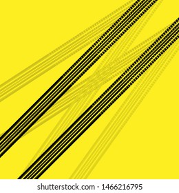 Black brake tire track isolated on yellow background