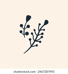 Black Branch Isolated Flat Illustration. Perfect for different cards, textile, web sites, apps 