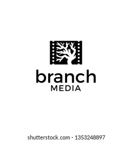 Black Branch Media Tree Film Logo Design Nature Idea