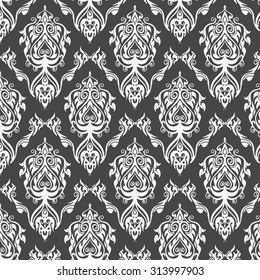 Black branch Pattern damask wallpaper for interior