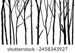 Black Branch Tree or Naked trees silhouettes set. Hand drawn isolated illustrations.