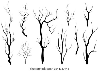 Black Branch Tree Naked Trees Silhouettes Stock Vector Royalty Free