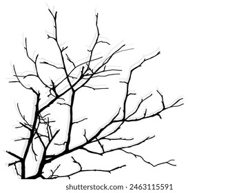 Black Branch Tree or Naked trees silhouettes set. Hand drawn isolated illustrations.
