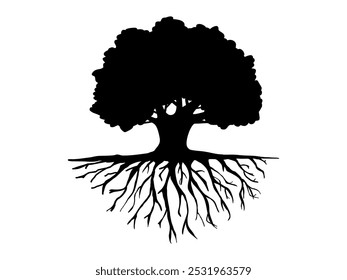 Black Branch Tree or Naked trees silhouettes set. Hand drawn isolated illustrations.