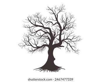 Silueta de árbol de rama negra. Ilustración vectorial de árbol muerto