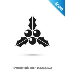 Black Branch viburnum or guelder rose icon isolated on white background. Merry Christmas and Happy New Year.  Vector Illustration
