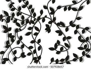 black branches with leaves.vector illustration.