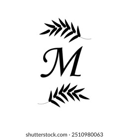 black branches and the letter M on a transparent background
