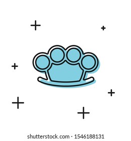 Black Brass knuckles icon isolated on white background.  Vector Illustration