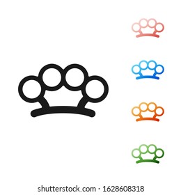 Black Brass knuckles icon isolated on white background. Set icons colorful. Vector Illustration