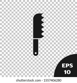 Black Bread knife icon isolated on transparent background. Cutlery symbol.  Vector Illustration