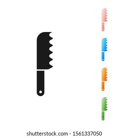 Black Bread knife icon isolated on white background. Cutlery symbol. Set icons colorful. Vector Illustration