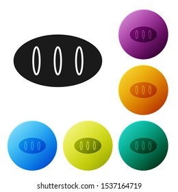 Black Bread loaf icon isolated on white background. Set icons colorful circle buttons. Vector Illustration