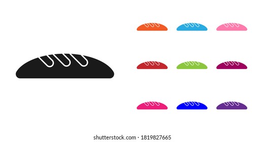 Black Bread loaf icon isolated on white background. Set icons colorful. Vector Illustration