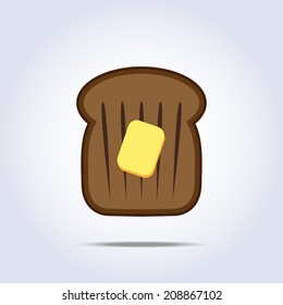 Black bread toast icon with butter. Vector illustration