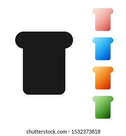 Black Bread toast for sandwich piece of roasted crouton icon isolated on white background. Lunch, dinner, breakfast snack. Set icons colorful. Vector Illustration