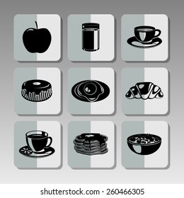 Black breakfast icons