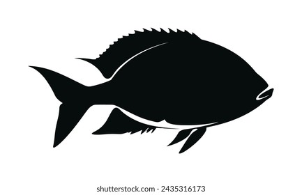 black Bream silhouette white background