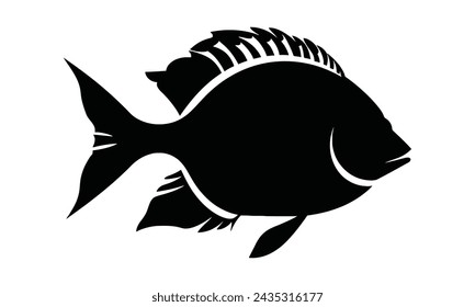 black Bream silhouette white background