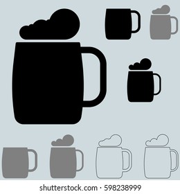 The black brewer bocal or brewer mug it is set icons.