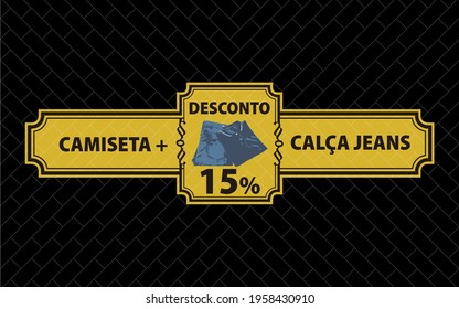 descuento en el fondo de ladrillo negro 15% camisetas y jeans en marco de ladrillo amarillo
