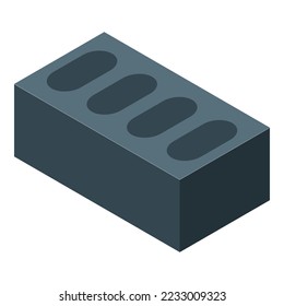 Black brick icon isometric vector. Block material. Concrete building