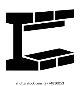Black brick shelf icon on white background, symbolizing storage or display space.