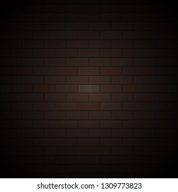 Black brick wall background in gradient. Vector illustration. Eps10