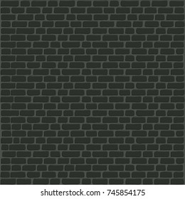 Black brick wall background. Old stone texture. Vector illustration.