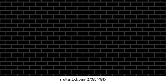 Fundo de parede de tijolo preto. Formato panorâmico. Textura padrão sem emenda. Ilustração vetorial