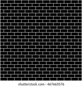 Black brick wall background. Vector art.