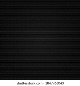 Black brick wall. Dark grey. illustration, Vector, isolated background