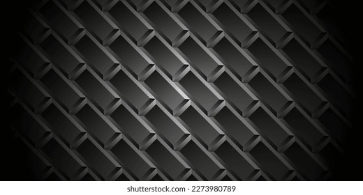 Black brick wall geometric pattern vector background.