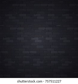 Black brick wall pattern background surface, vector illustration. Stone block structure brickwall, urban design wallpaper