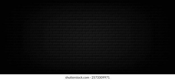 Black brick wall pattern for urban interior design or exterior facade, dark abstract blank background in minimal style for nightlife posters, banners and flyers. Vector flat illustration