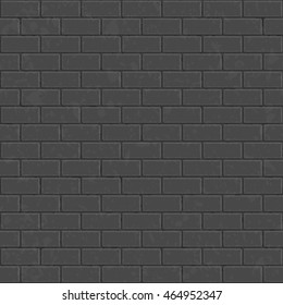 Black brick wall seamless background. Design element. Ancient brick wall texture pattern for continuous replicate. Grunge brick wall. Vector background.