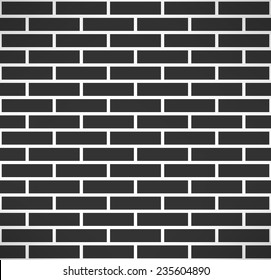 Black brick wall seamless pattern. Simple building stonewall background. Vector illustration