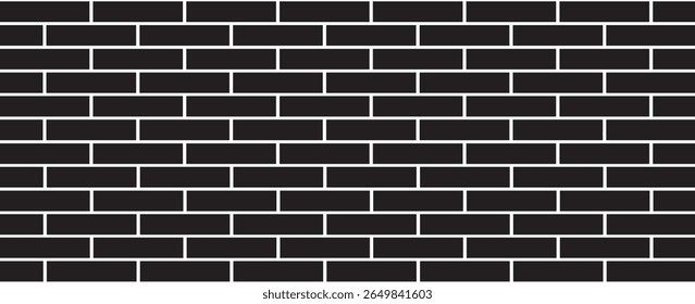 Textura de pared de ladrillo negro, patrón de revestimiento sin costuras para decoración de interiores, salpicadura de cocina, panel de plástico, diseño de construcción al aire libre. Fondo mínimo Abstractas, ilustración plana de Vector