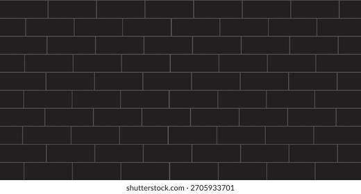 textura de parede de tijolo preto, padrão de revestimento sem costura para decoração de interiores, backsplash de cozinha, painel de plástico, projeto de construção ao ar livre. Fundo mínimo abstrato, vetores eps 10